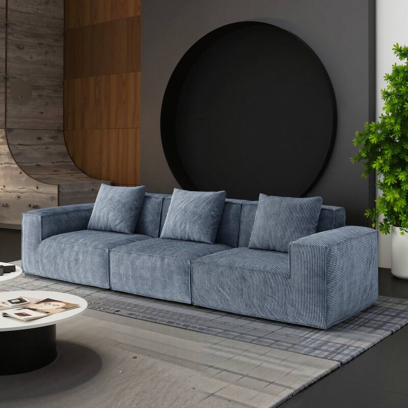 118″ Foam 4-Seater Sofa with NASA-Grade High-Density Foam & Plush Reclining Seats - Grey