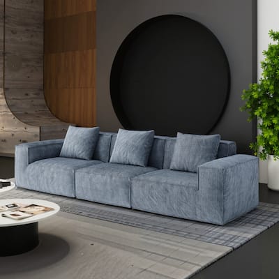 Modular Sectional Sofa Convertible Tofu Block Floor Sofa Bed Armrest Grey Living Room