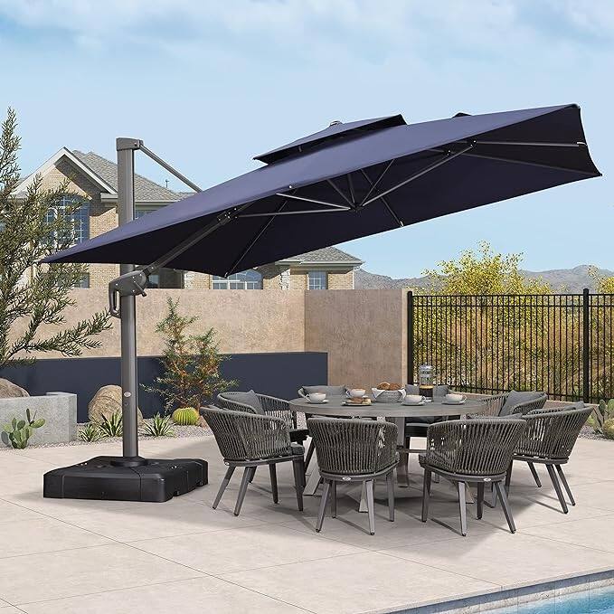 PURPLE LEAF Patio Cantilever Umbrella with 360 Degree Rotation