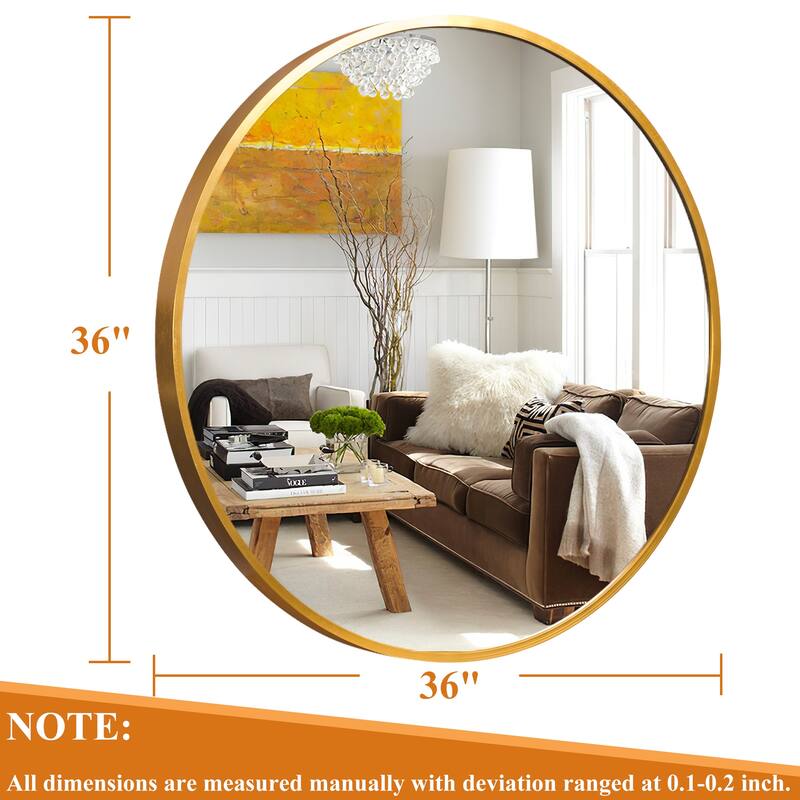Classic Round Accent Bathroom Mirror Metal Frame Hanging Wall Mounted Circle Mirror for Wall Decor Vanity Entryway Living Room