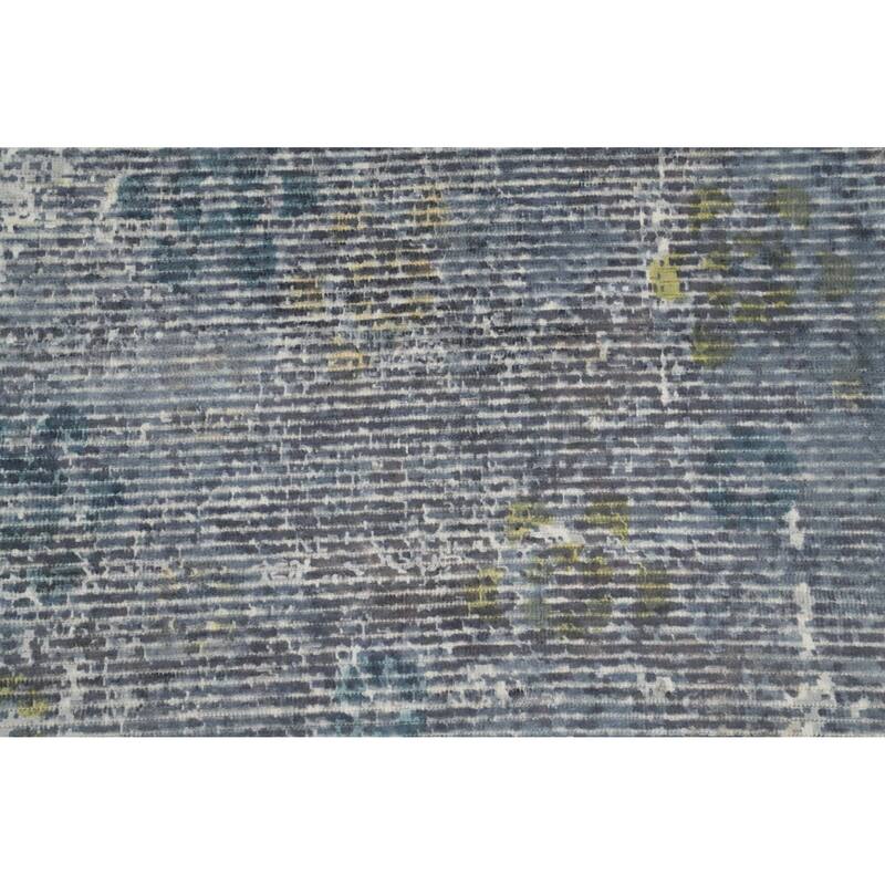 Hand Knotted Oriental Viscose Silk Carpet Modern All-Over Greys & Charcoal Abstract Area Rug - 7' 11'' X 5' 0''