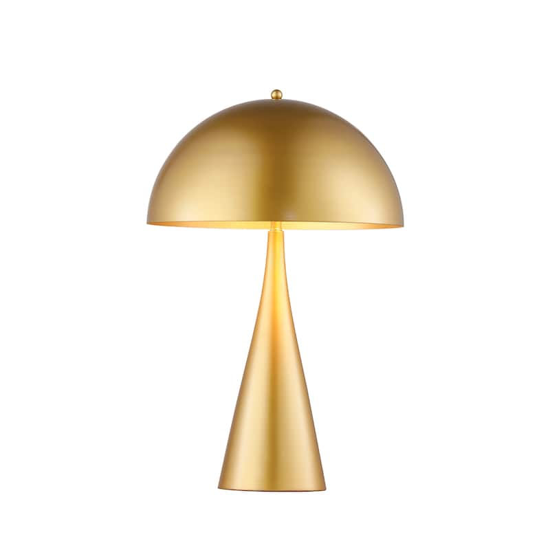American Retro 2-Light Table Lamp, Scifi Gold Steampunk Metal Dome Shade