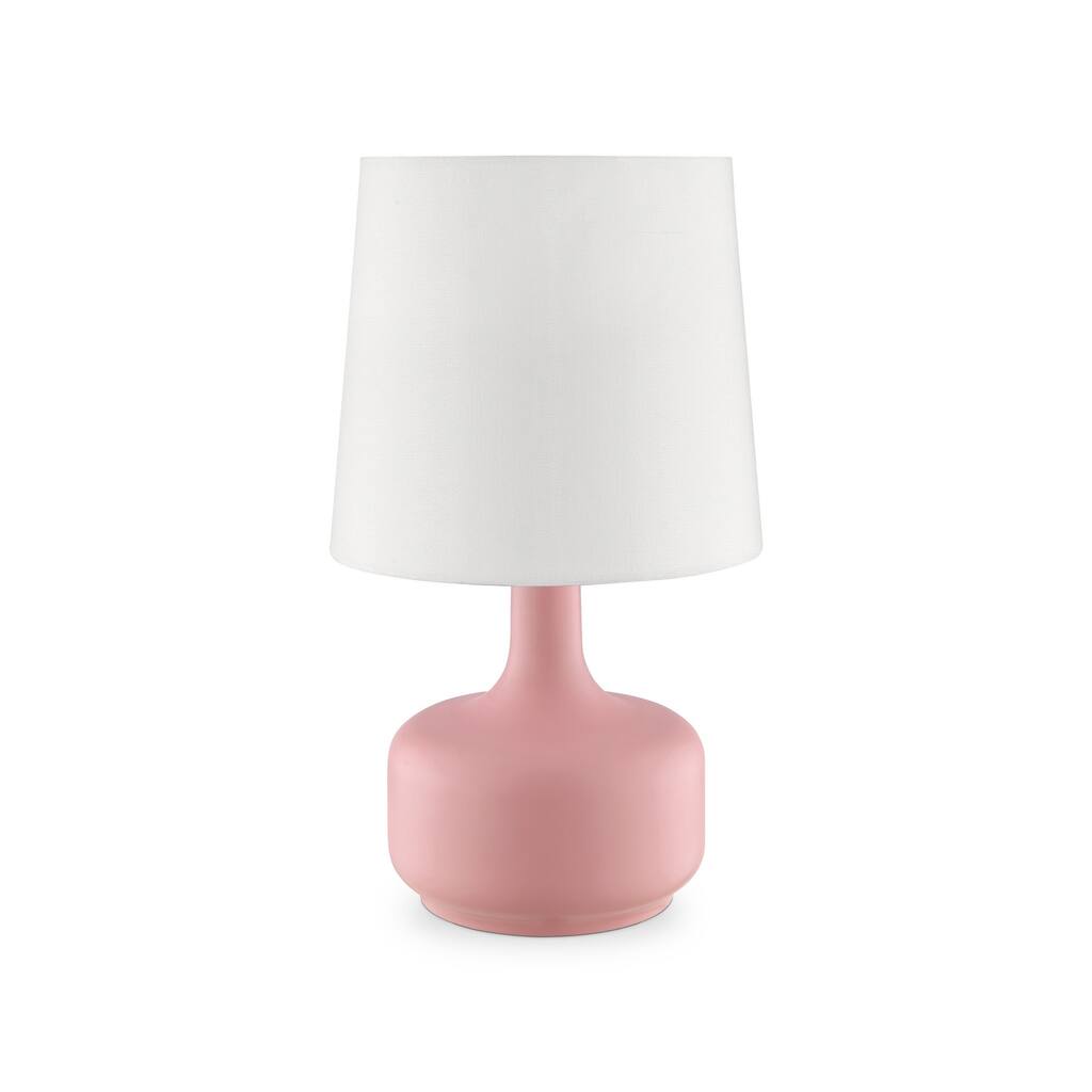 HomeRoots 17" Pink Metal Bedside Table Lamp With White Shade - 10