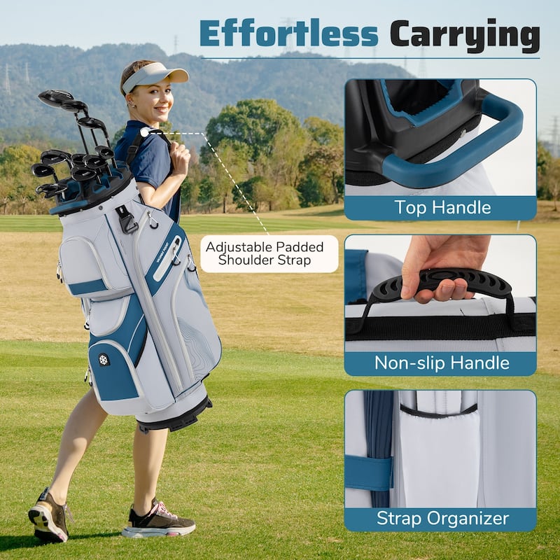 Gymax Golf Cart Bag Molded Lock Top Golf Bag w/14-Way Full Length