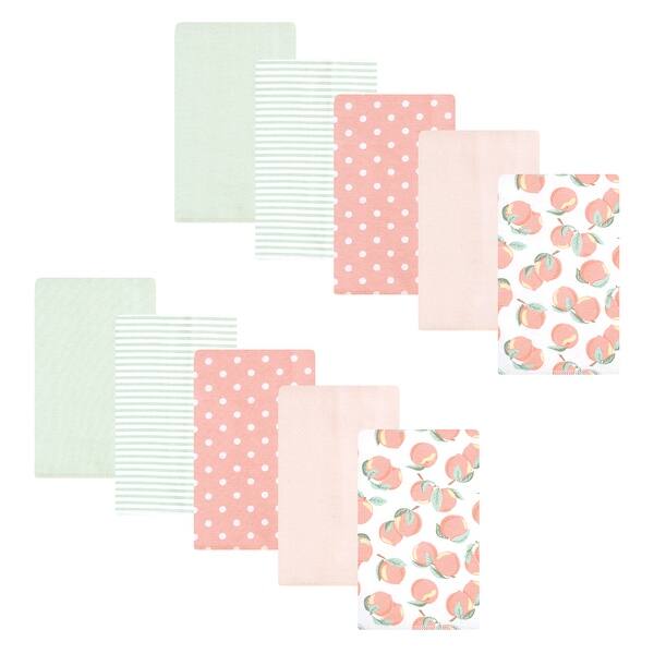 slide 1 of 1, Hudson Baby Infant Girl Flannel Burp Cloth 10pk, Sweet Peach, One Size - Sweet Peach 10 Pack - One Size