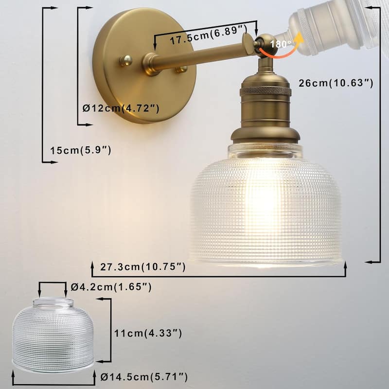 1-light vanity light antique mounted light glass & metal wall light