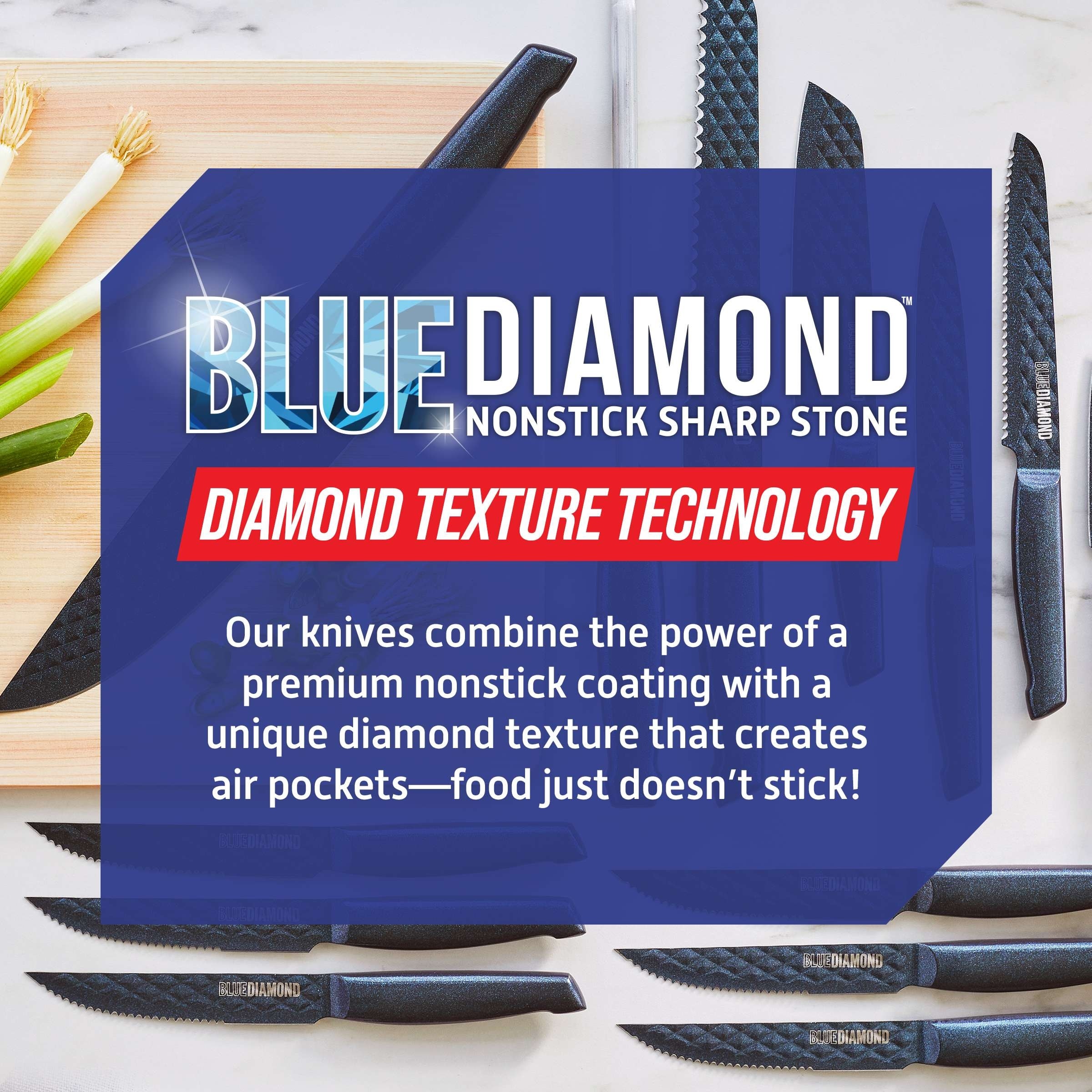Blue Diamond Sharp Stone Nonstick 14-Piece Stainless Steel Knife Block Set