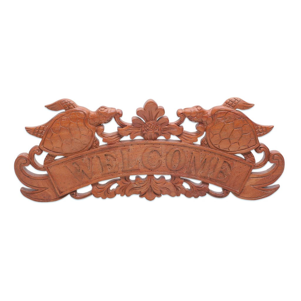 Wood wall sign, 'Turtle Welcome' - 0.6