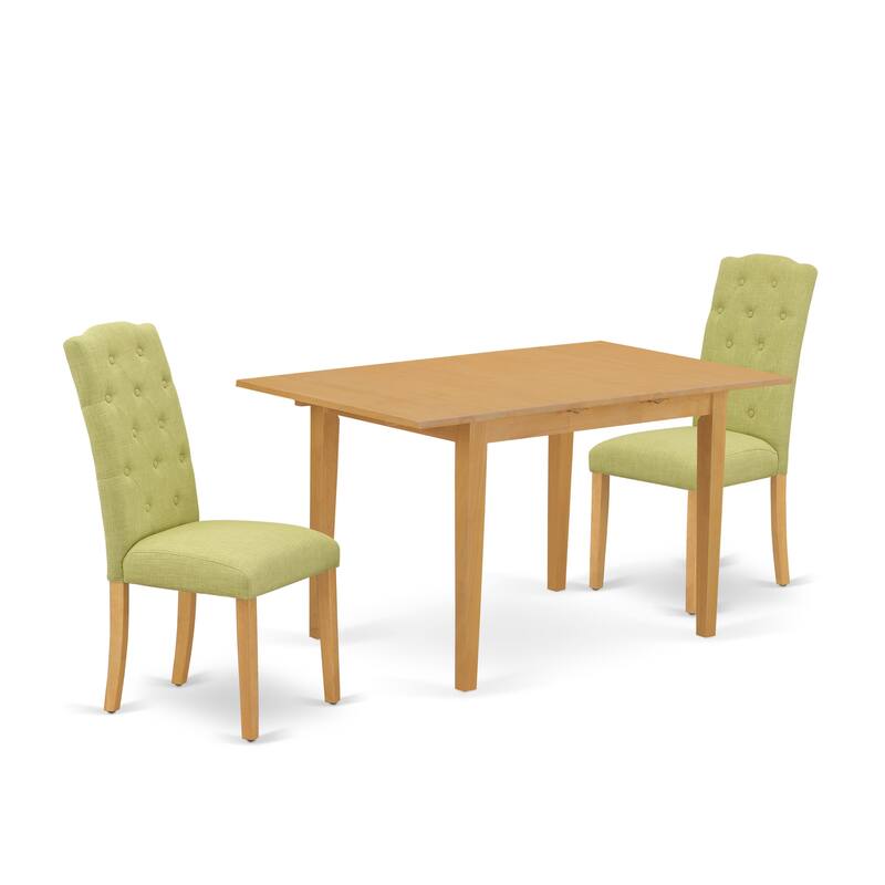 East West Furniture Dining Set Contains a Rectangle Dining Room Table and Linen Fabric Chairs, (Pieces & Finish Options)