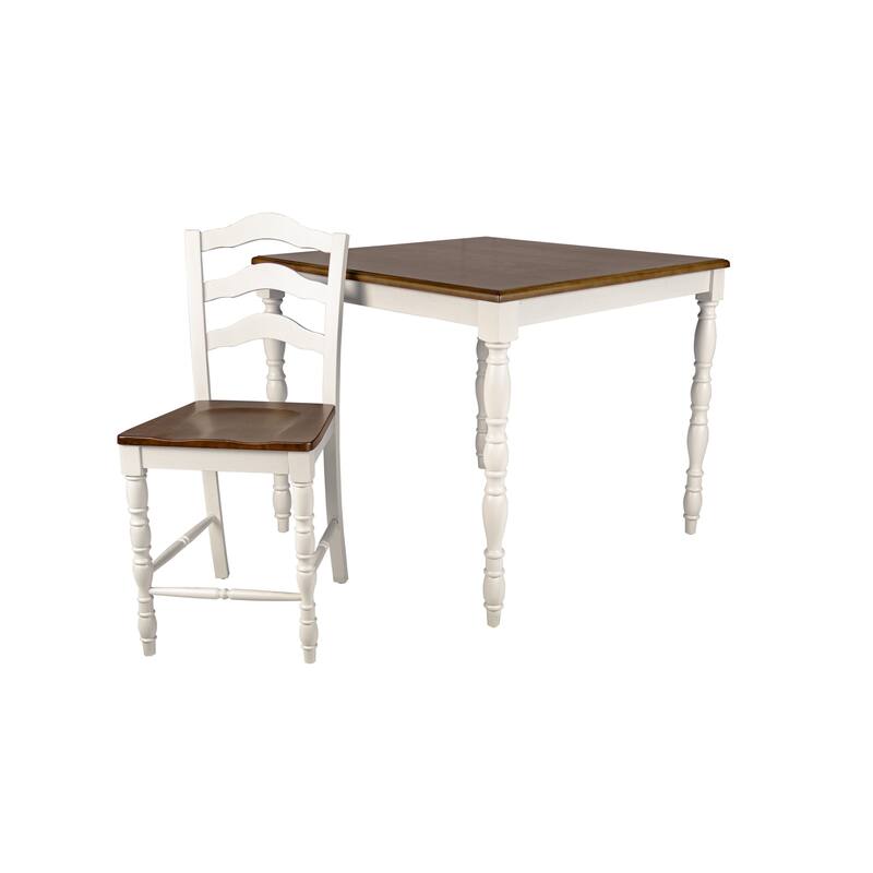 5 Piece Counter-Height Dining Set with Oak Top Table and 4 Ladder Back Chairs