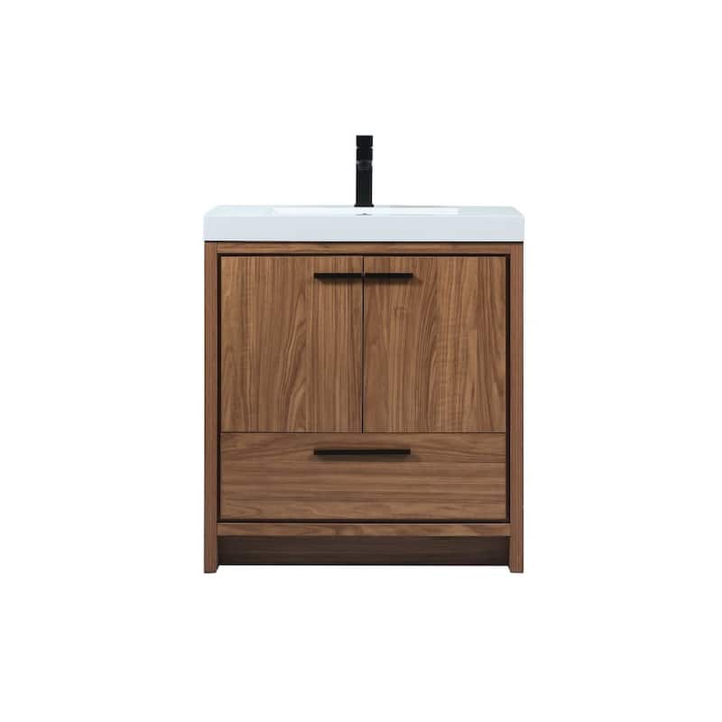 Elegant Lighting VF46030 Wyatt 30" Free Standing Single Basin Vanity - Walnut Brown - Walnut Finish