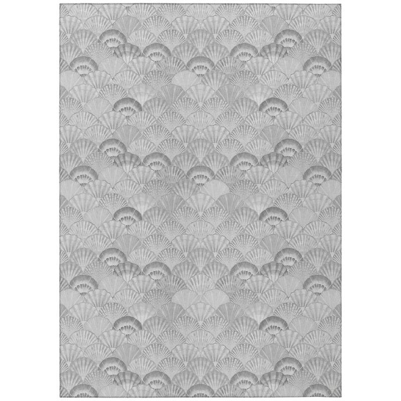 Indoor/ Outdoor Surfside Seashells Washable Rug New - Gray - 10' x 14'