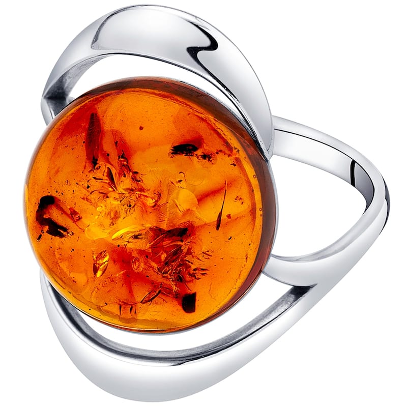 Amber Swirl Design Ring in Sterling Silver
