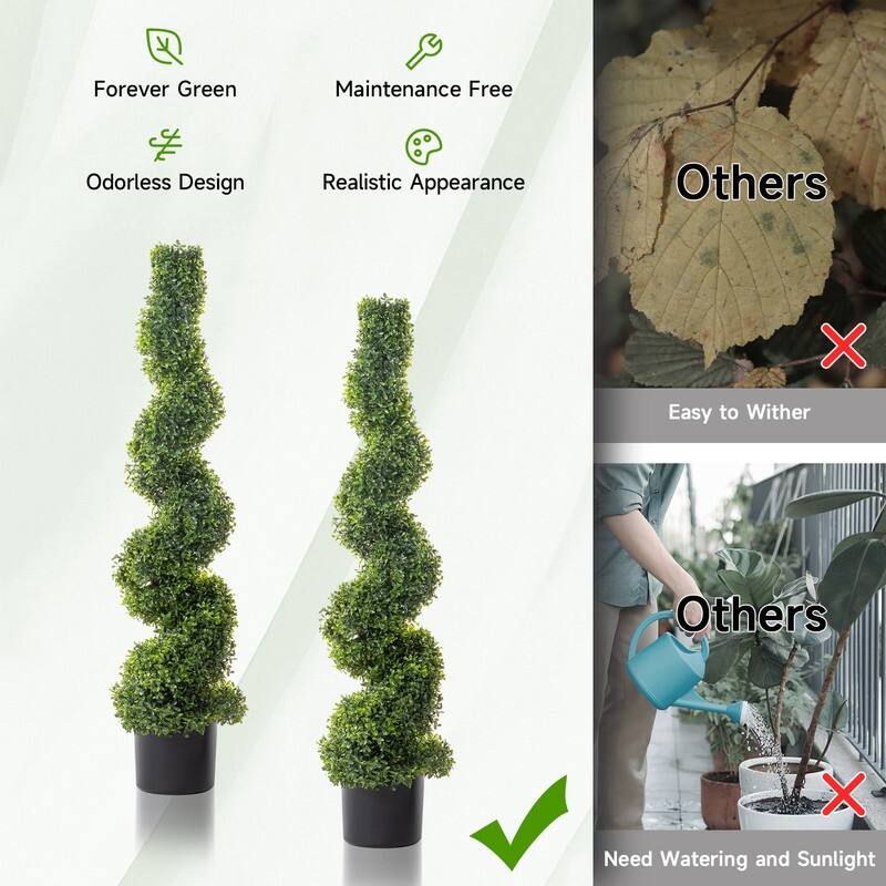 Artificial Buxus Spiral Trees set of 2