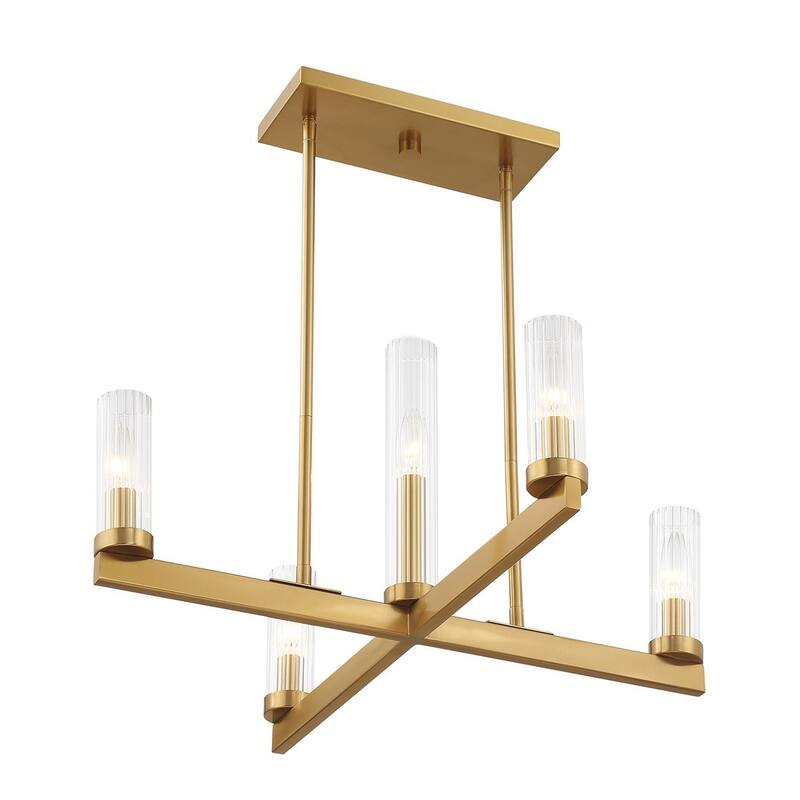 Warm Brass Five Light Chandelier from the Carina Collection