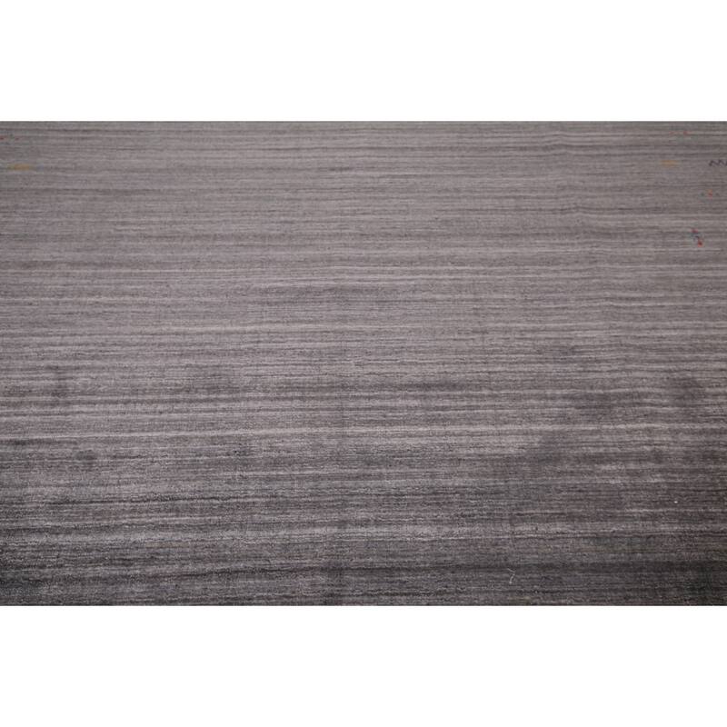 Silver Gray Striped Gabbeh Indian Area Rug Handmade Wool Carpet - 8'0"x 9'8"