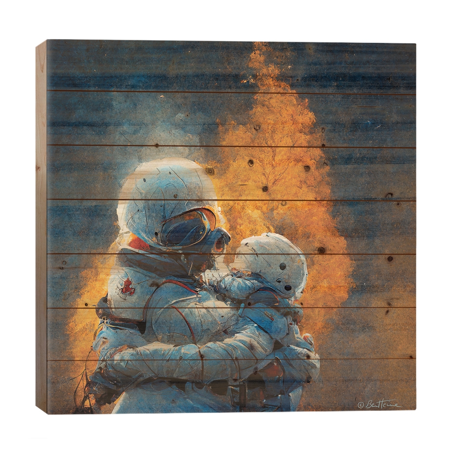 True Love - Astro Cruise Print On Wood by Ben Heine - Multi-Color