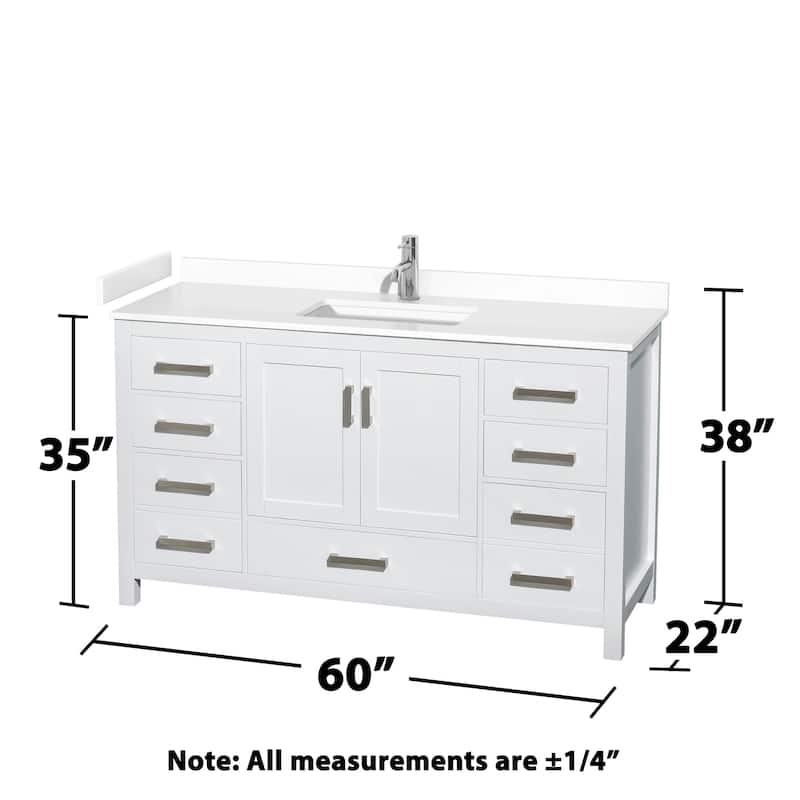 Wyndham Collection Sheffield 60" Single Bathroom Vanity, Carrara