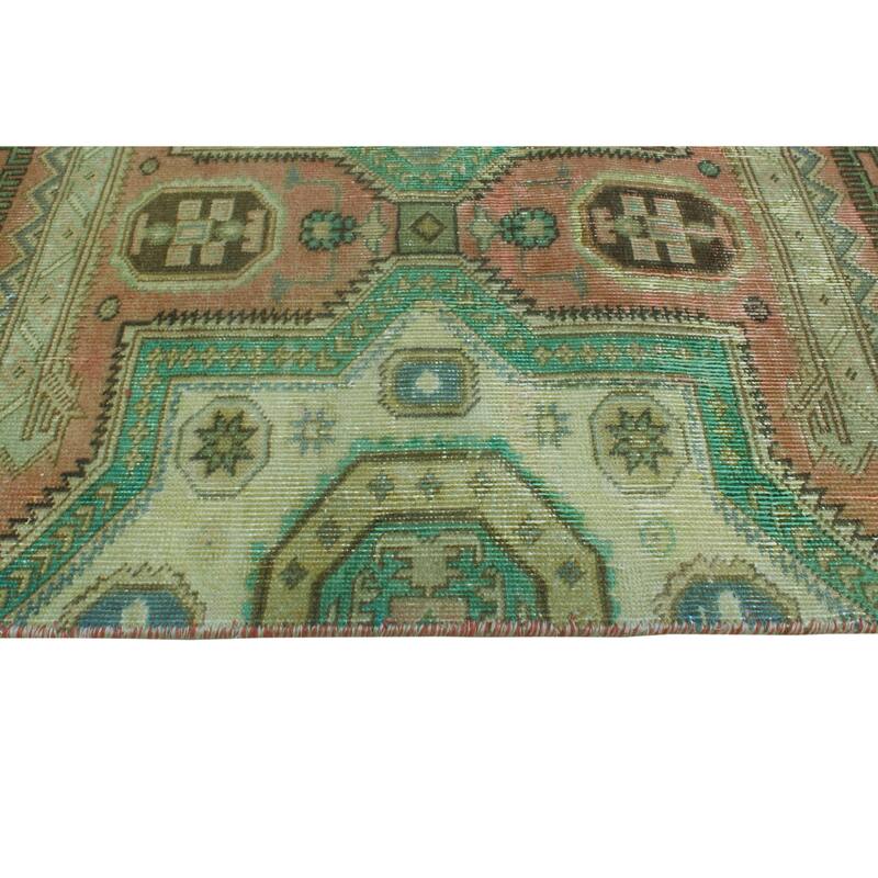 Fine Vintage Distressed Ashly Rust/Green Rug - 4'7" x 9'5"