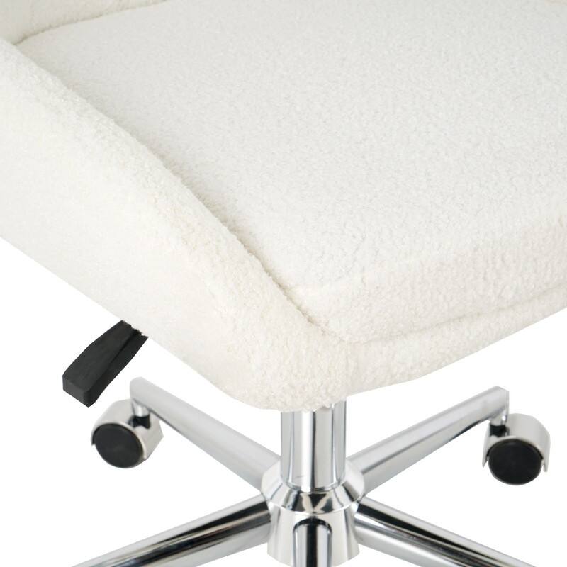 Modern Teddy Fabric Home Office Chair with Metal Legs-Set of 1-Lift Adjustment (3 Colors）