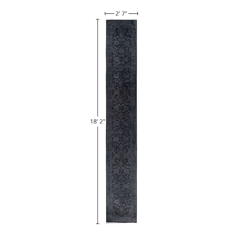 Overdyed One-of-a-Kind Hand-Knotted Area Rug - Gray - 2' 7" x 18' 2"