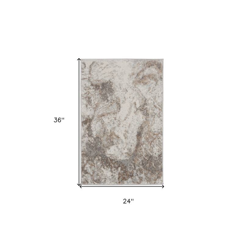 Power Loomed Abstract Modern Non Skid Stain Resistant Low Pile Area Rug - 36' X '24' X '0.25