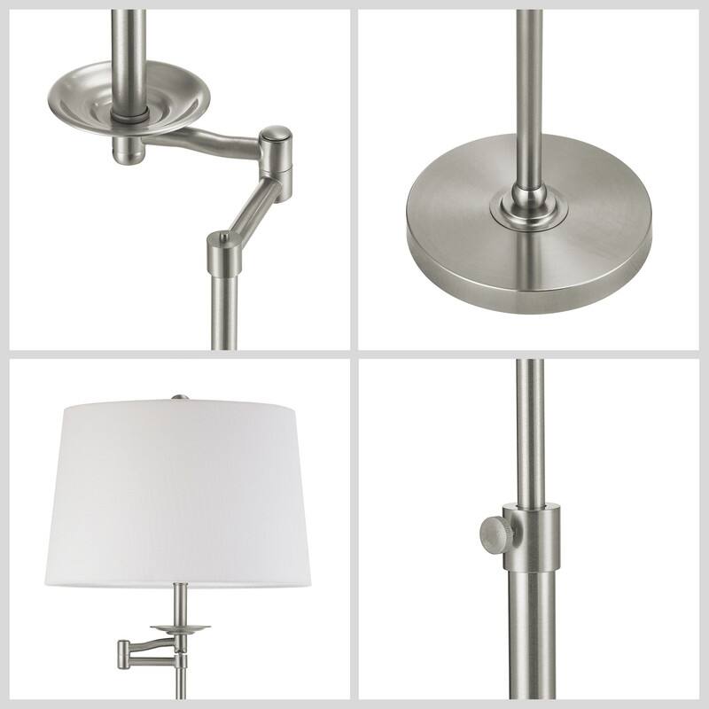 KAWOTI 64.5 inch Adjustable Height Swing Arm Floor Lamp with Shade