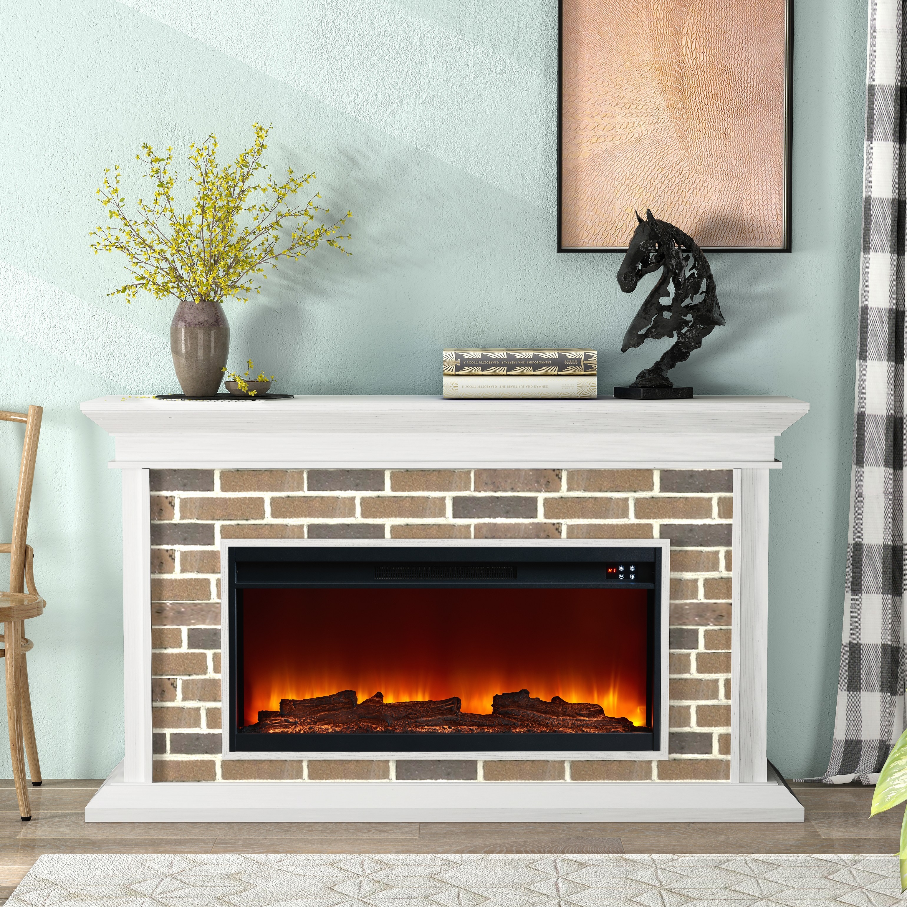 Brick electric shop fireplace