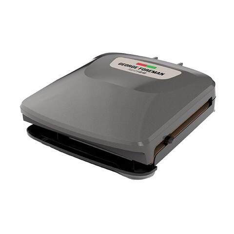 George Foreman 4 Serv Electric Indoor Grill in Grey with Bronze Plates - 12.7 in x 11.5 in