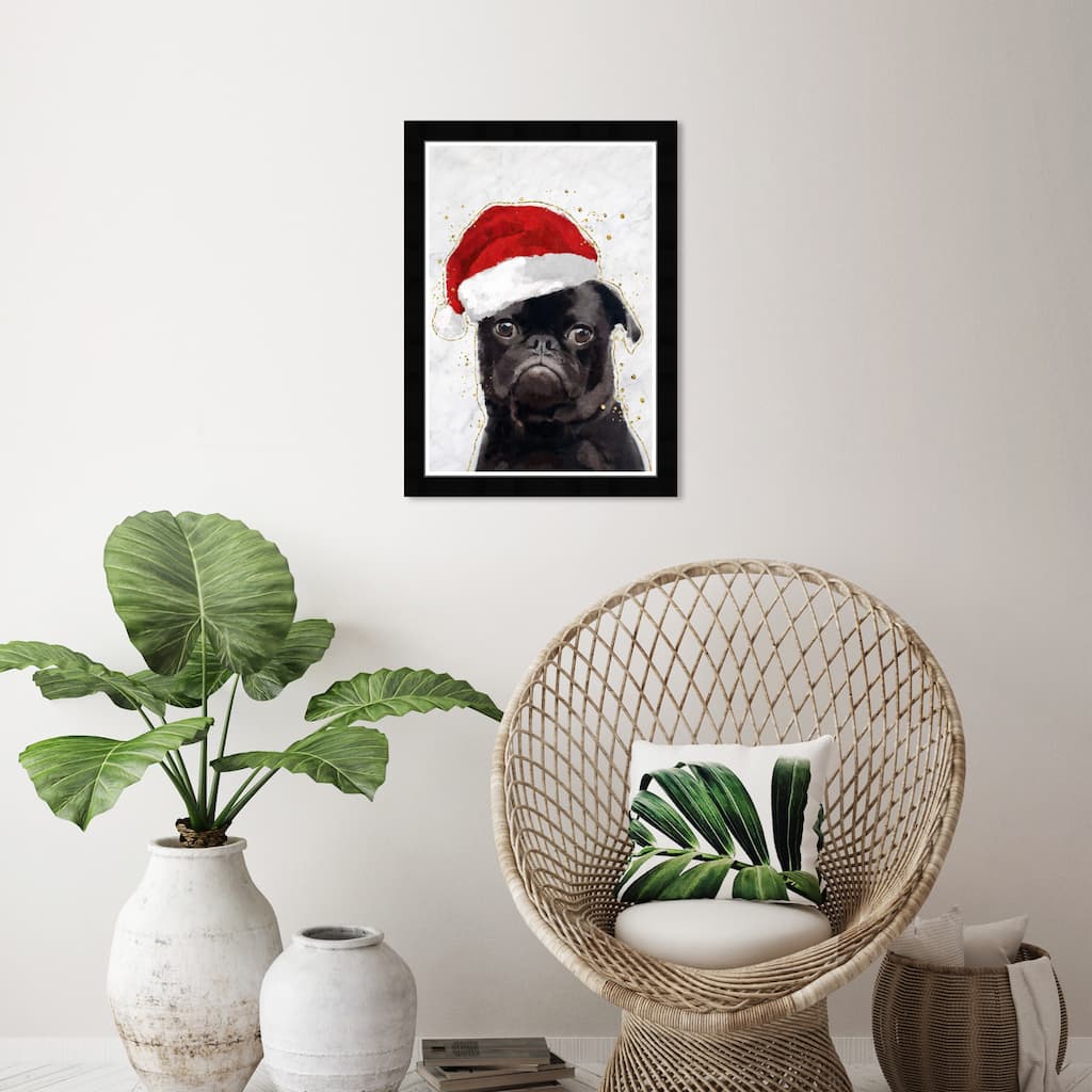 Wynwood Studio Prints Animals Holiday Pug Red and Glam Wall Art Canvas Print