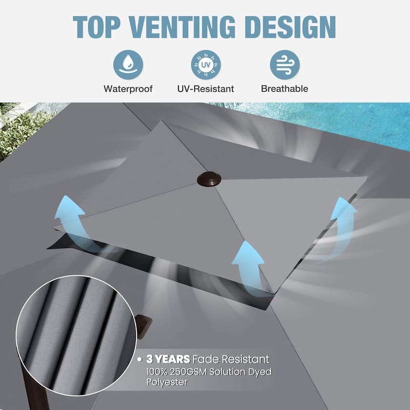 VredHom 9x11 FT Outdoor Double Top Cantilever Offset Patio Umbrella