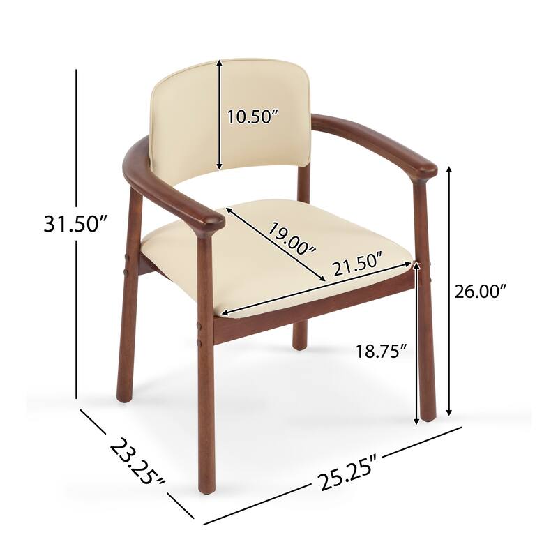 Modern Dining Chair Living Room Decorative Chair with PU Foam Seat and Rubberwood Frame, for Dining Room and Kitchen, Set of 2