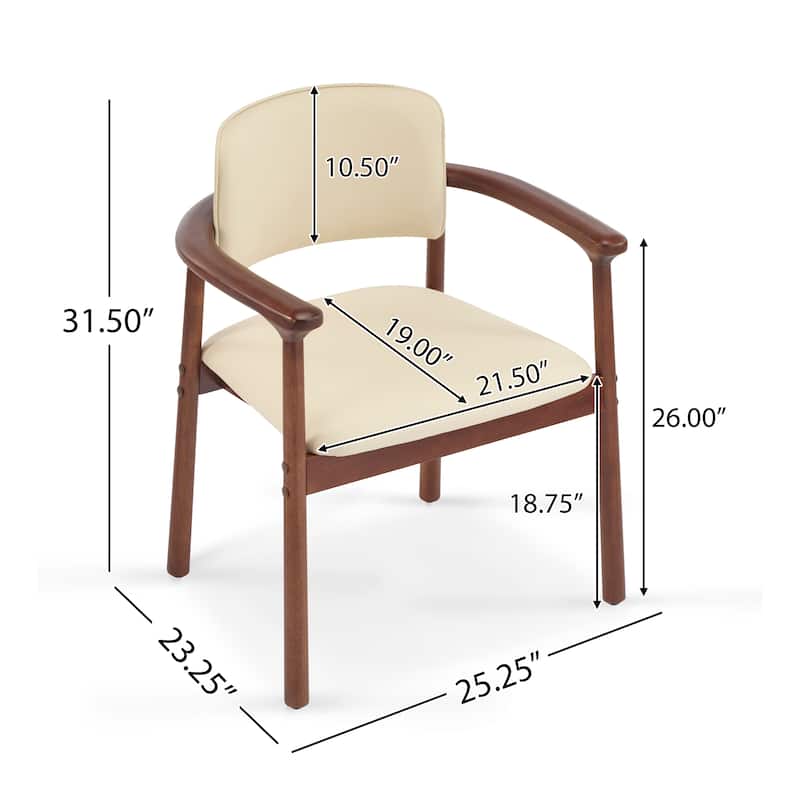 PU Leather Dining Chairs Set of 2, Ergonomic Upholstered Lounge Armchairs, Kitchen Side Chairs with Solid Wood Legs