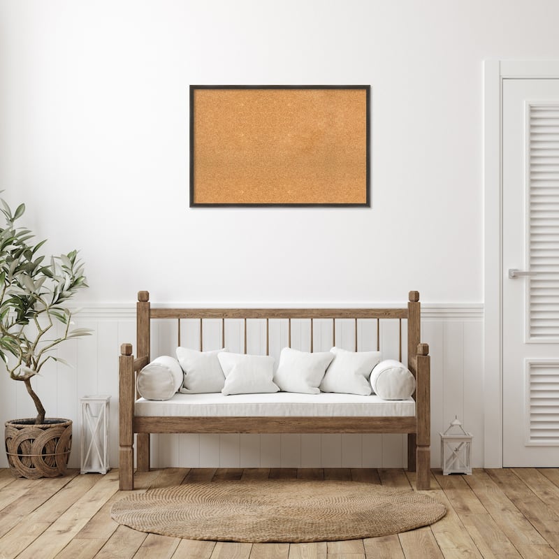Hardwood Wedge Wood Framed Natural Corkboard Bulletin Board