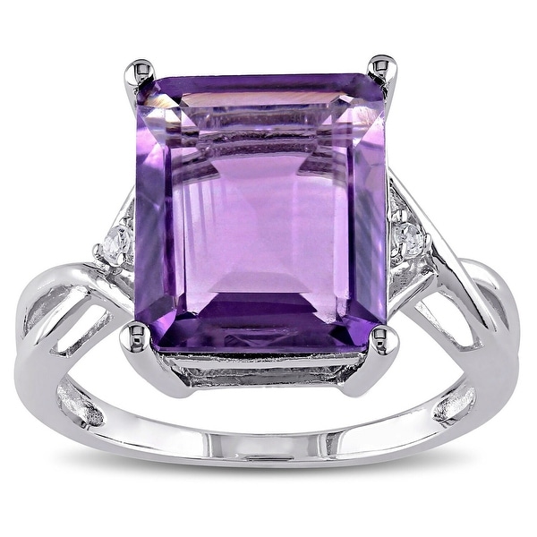 Miadora Sterling Silver Amethyst and White Topaz Ring. Opens flyout.