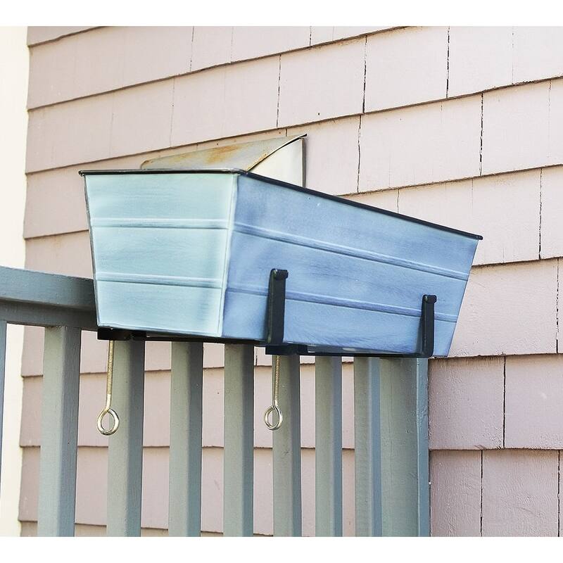 Achla Designs Medium Galvanized Steel Flower Box Planter, 24 Inch Wide