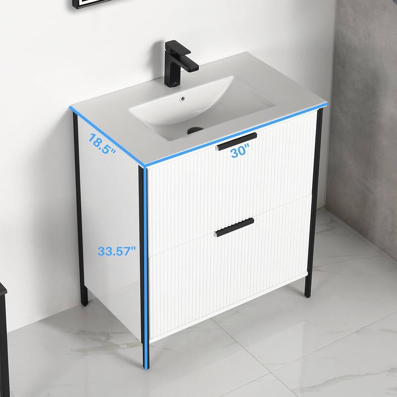 Blossom 30 Inch All Wood Freestanding Bathroom Vanity with Sink