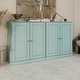 preview thumbnail 36 of 75, 100% Solid Wood Sideboard with Glass or Solid Wood Doors by Palace Imports - 64" x 35.75" Aqua - Solid