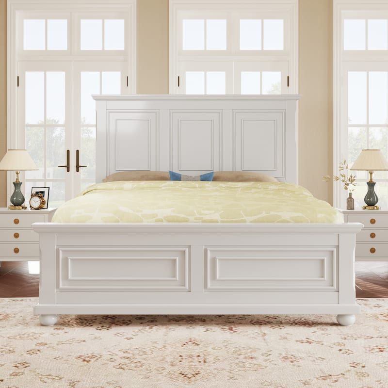 3 Color Pinewood Vintage Full Bed, Traditional Town and Country Style ...