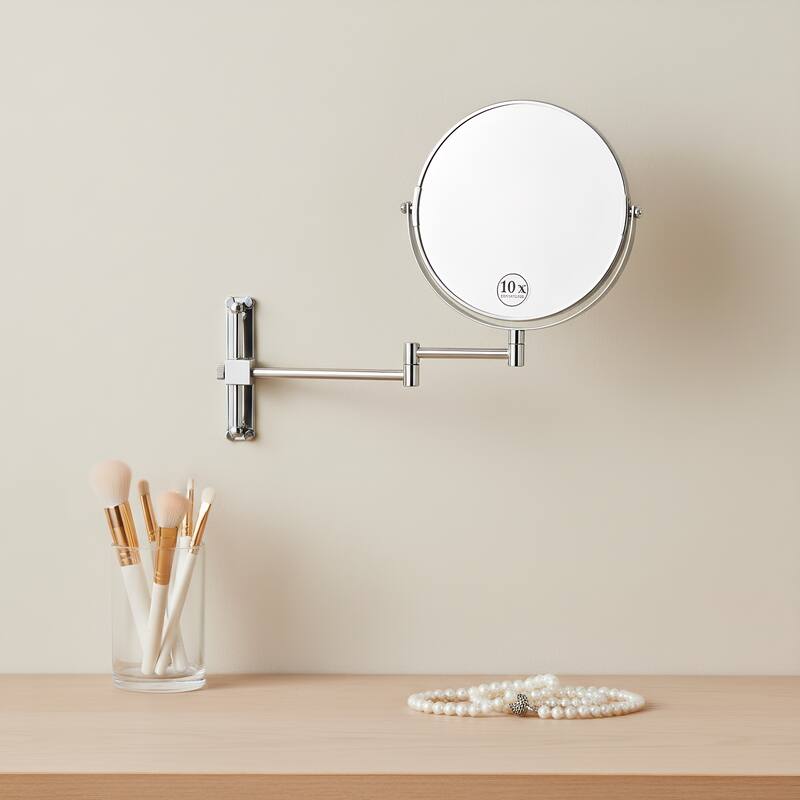 8" 1x/10x Magnifying Double Sided Vanity Mirror, Height Adjustable