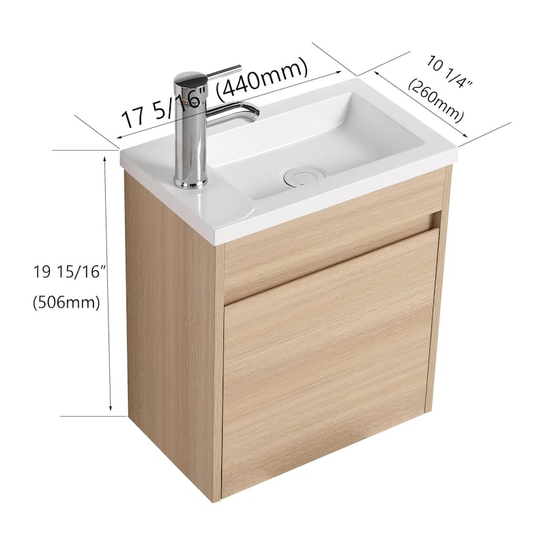 BNK 16/18 Inch Single Sink Bathroom Vanity with Soft Close Door