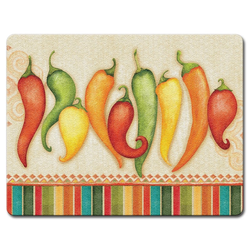 Counterart Glass Cutting Board Counter Saver 12"x15" , Fiesta Peppers - 12x15x.159