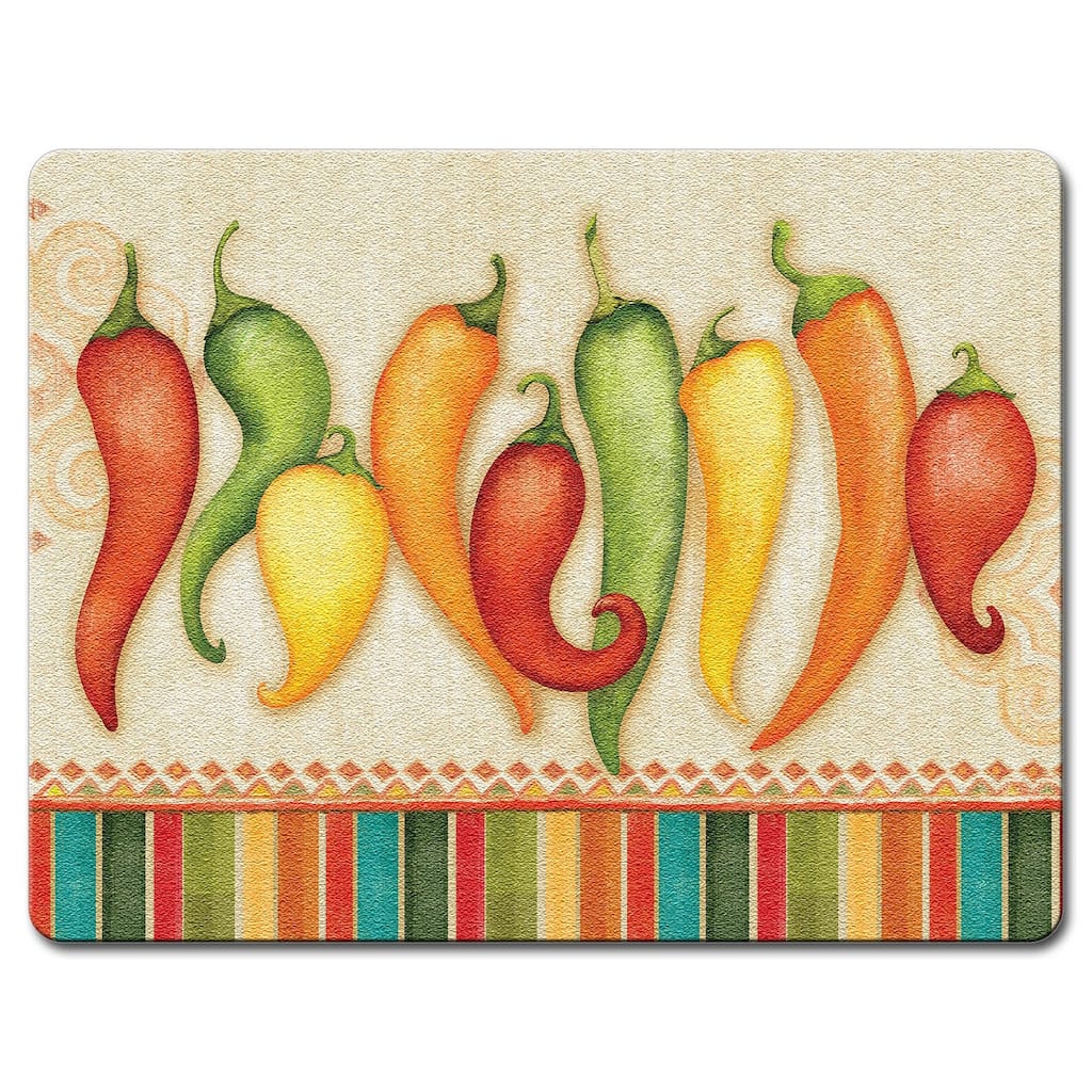 Counterart Glass Cutting Board Counter Saver 12"x15" , Fiesta Peppers - 12x15x.159
