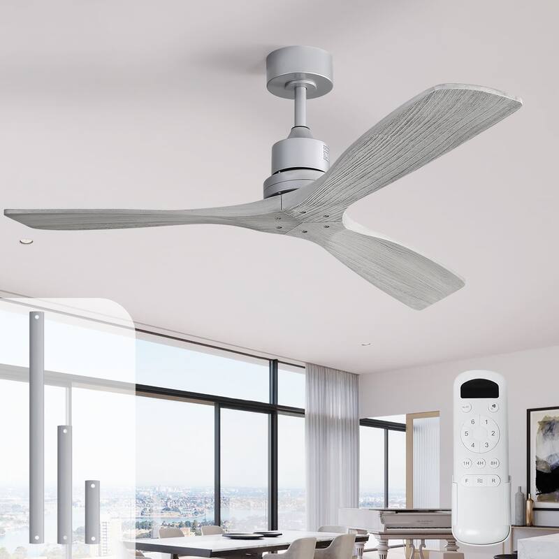 Sofucor 48/52 Inch Ceiling Fan with Light, Solid Wood Blades for Living Room, Bedroom,Smart Optional