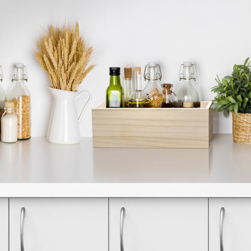 Unfinished Wood Crates, Organizer Bins, Wooden Box, Cabinet Containers - 4-Pack