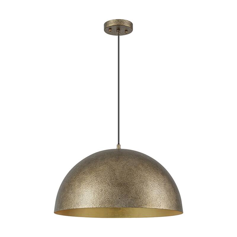 1-Light Modern Industrial Oversized Dome Gold Leaf Pendant Kitchen Island Lighting - 19.6 in. W x 11 in. H