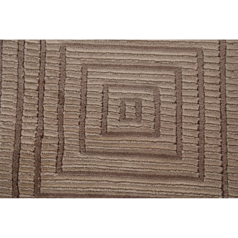 All-Over Geometric Nepalese Modern Area Rug Hand-Knotted Wool Carpet - 6'0"x 8'7"