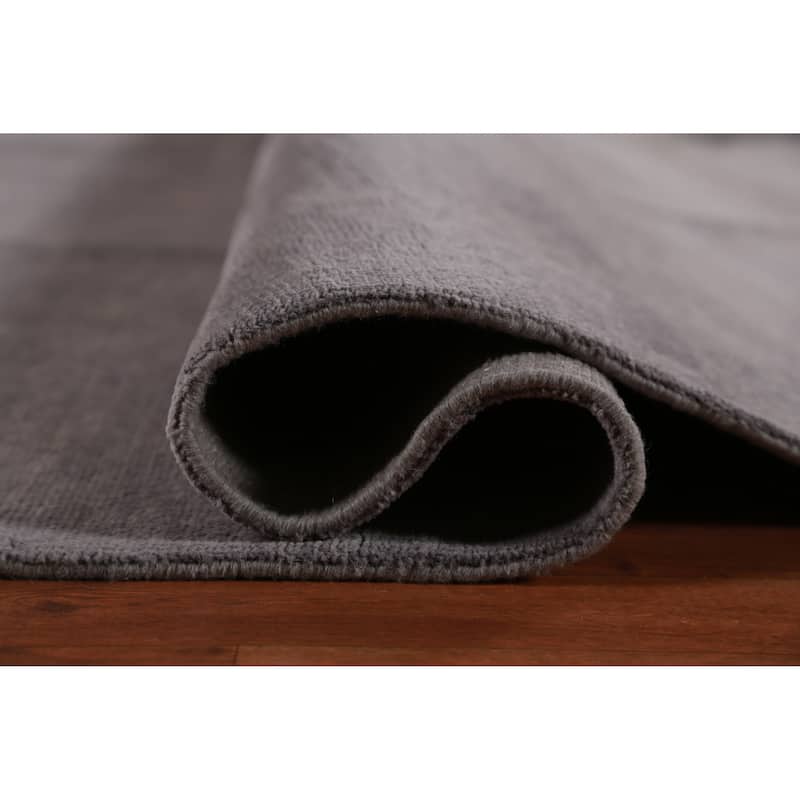Hand Knotted Oriental 100% Wool Carpet Modern Solid Greys & Charcoal Gabbeh Area Rug - 13' 10'' X 10' 8''
