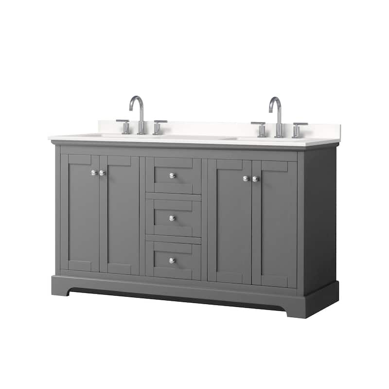 Wyndham Collection WCV232360D-QTZ-US3MXX Avery 60" Free Standing - Dark Gray / White Quartz Top / Polished Chrome