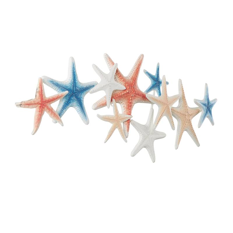 Metal Starfish Layered Wall Decor with Blue and Red Accents - Brown - Roche River Decor